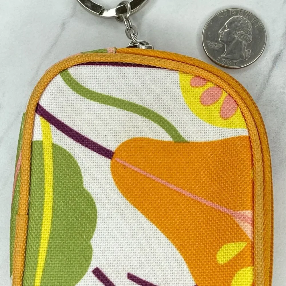 Clinique Small Floral Pouch Makeup Cosmetic Bag Keychain Keyring